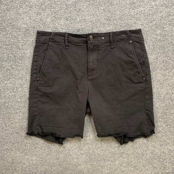 Rag & Bone Shorts Womens 26 Faded Black Cotton Blend Raw Hem Flat Front Pockets - Picture 2 of 11
